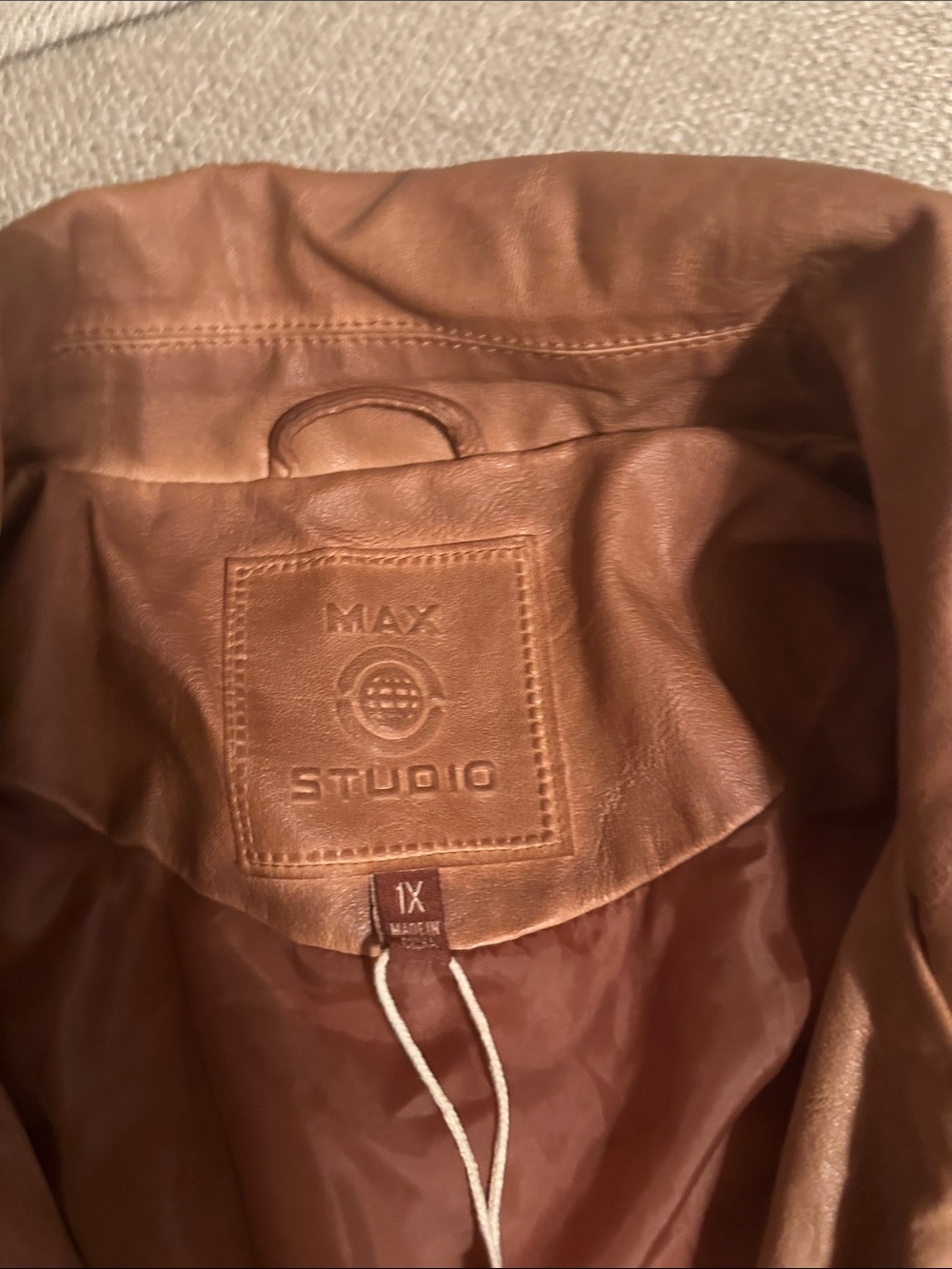 Cognac Brown vegan  friendly pleather Jacket - Picture 3 of 4